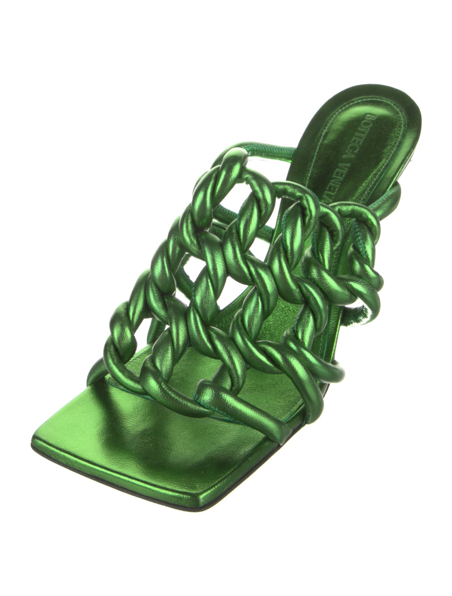 Bottega Veneta Leather Braided Accents Slides