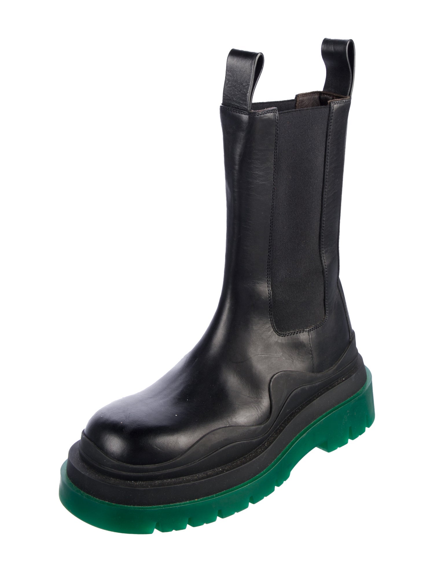 Bottega Veneta Leather Colorblock Pattern Chelsea Boots