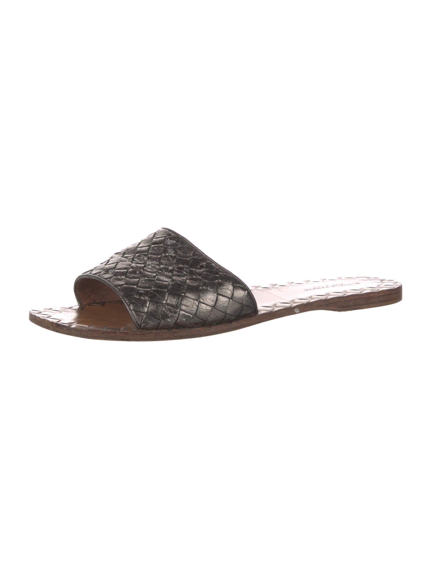 Bottega Veneta Intrecciato Weave Leather Slides