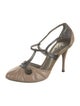Bottega Veneta Snakeskin Cutout Accent T-Strap Pumps