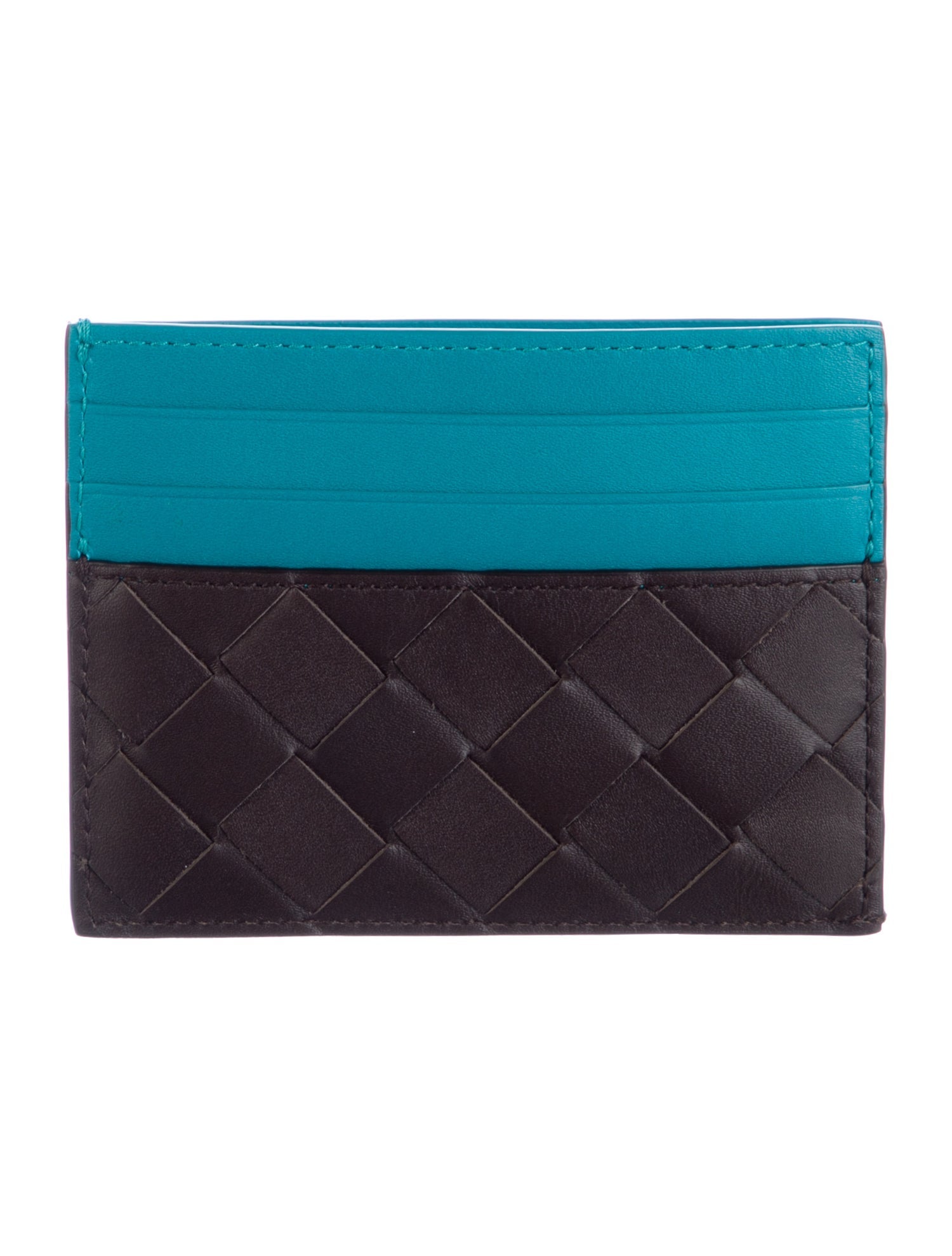 Bottega Veneta Leather Colorblock Pattern Card Holder
