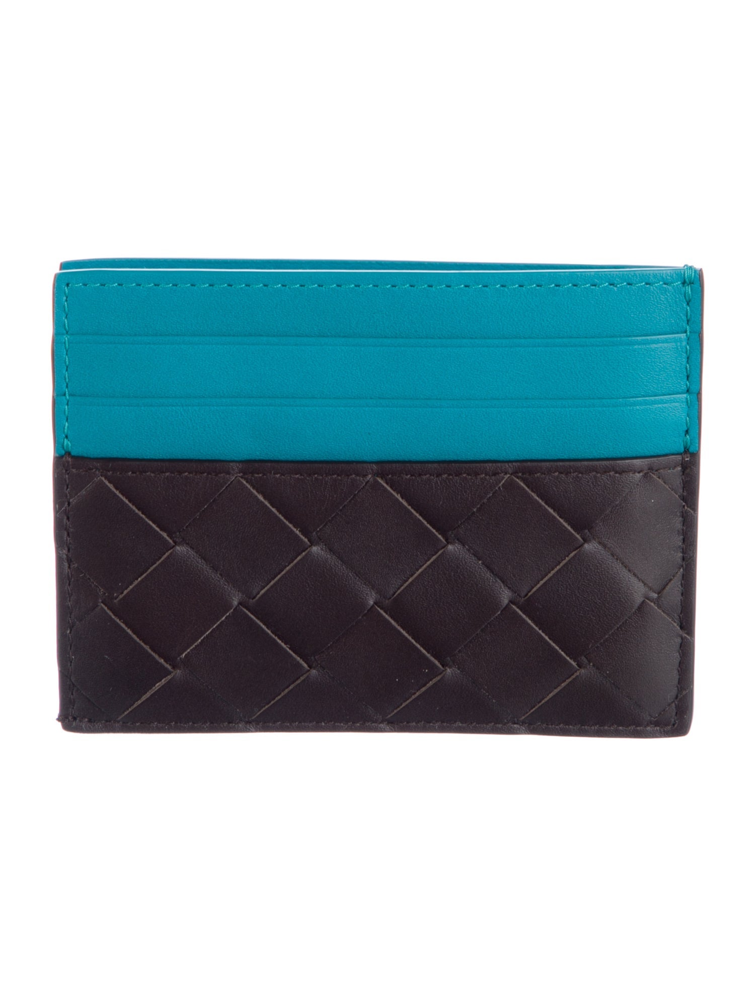 Bottega Veneta Leather Colorblock Pattern Card Holder