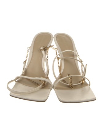 Bottega Veneta Leather Chain-Link Accents T-Strap Sandals