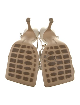 Bottega Veneta Leather Chain-Link Accents T-Strap Sandals