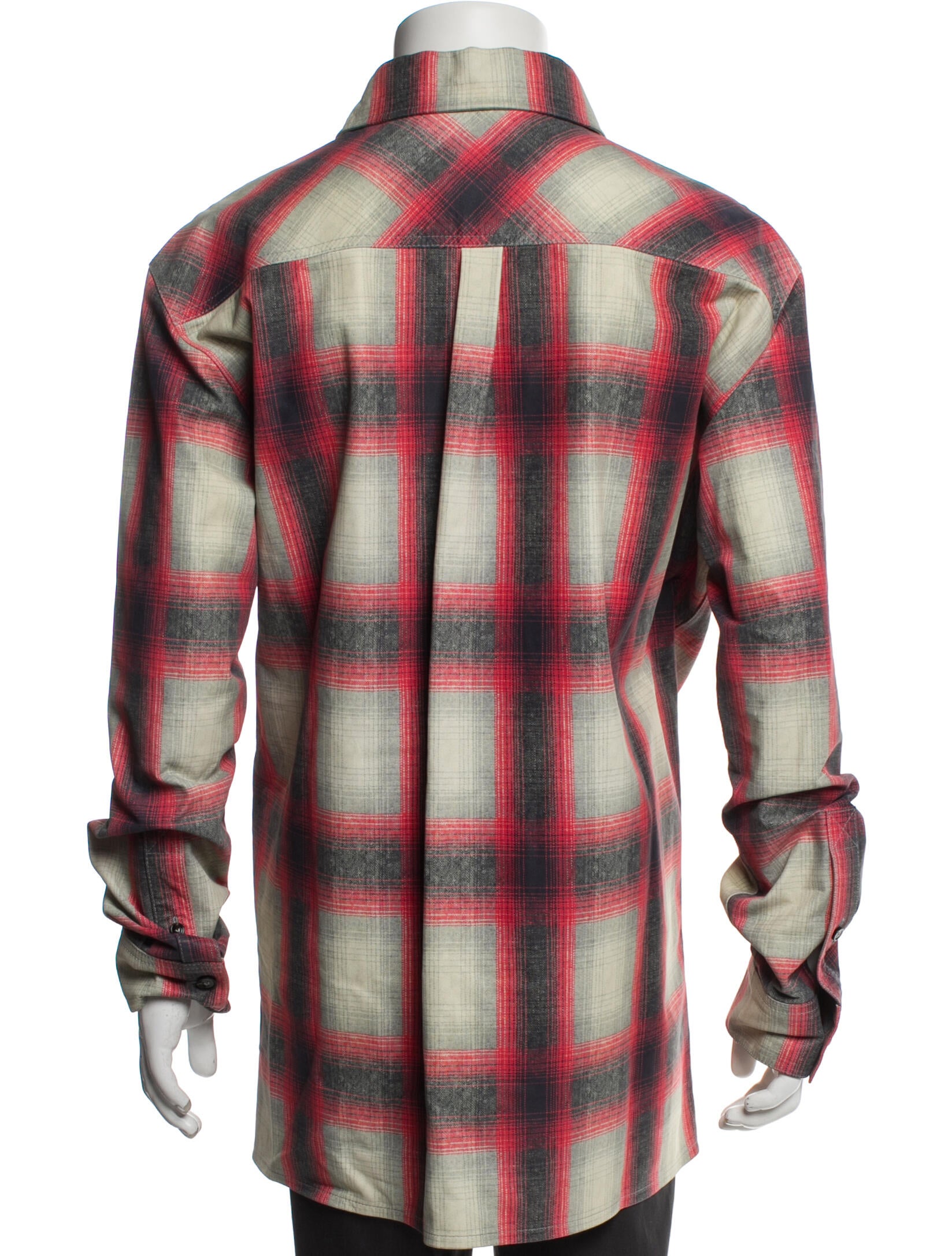 Bottega Veneta Leather Plaid Print Shirt