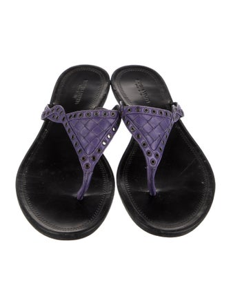 Bottega Veneta Intrecciato Weave Leather Slides