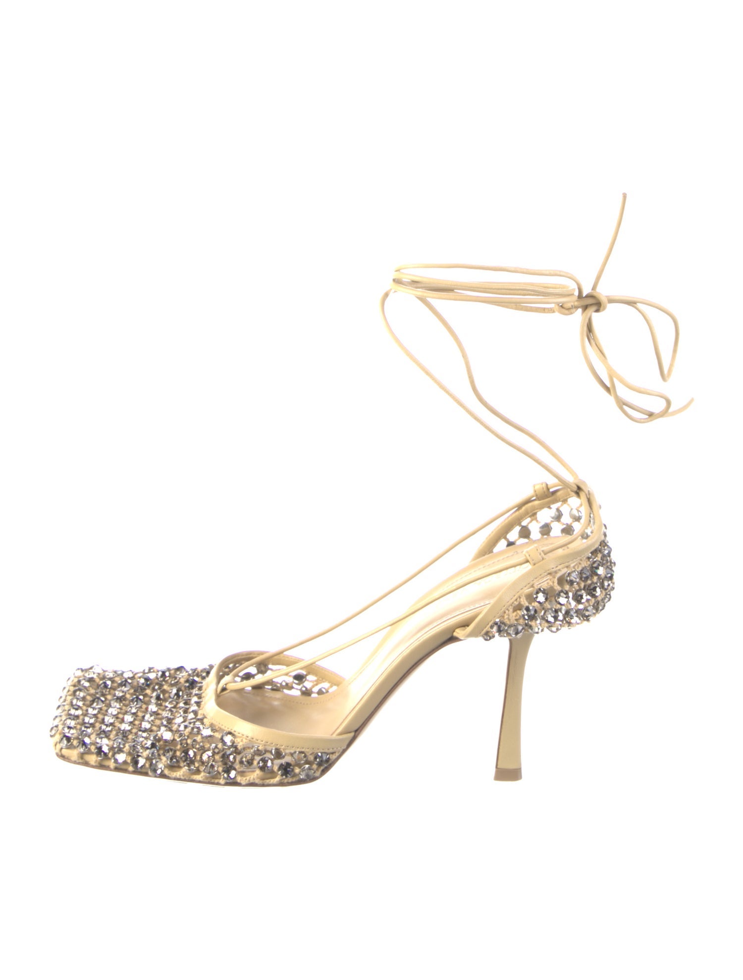 Bottega Veneta Mesh Crystal Embellishments Sandals