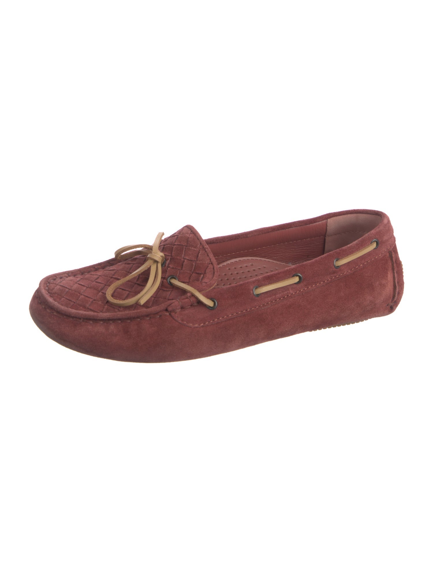 Bottega Veneta Intrecciato Weave Suede Moccasins