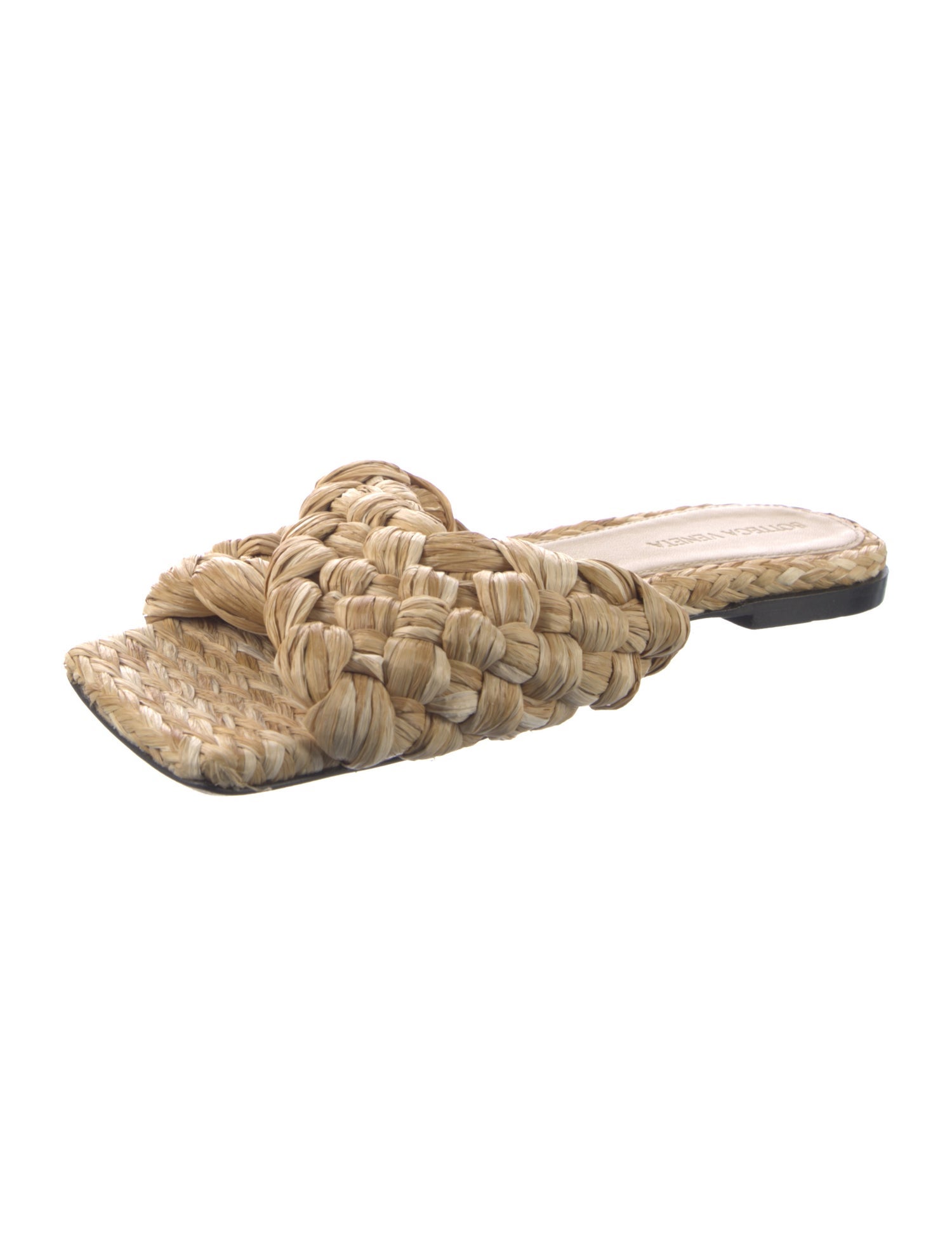Bottega Veneta Straw Braided Accents Slides
