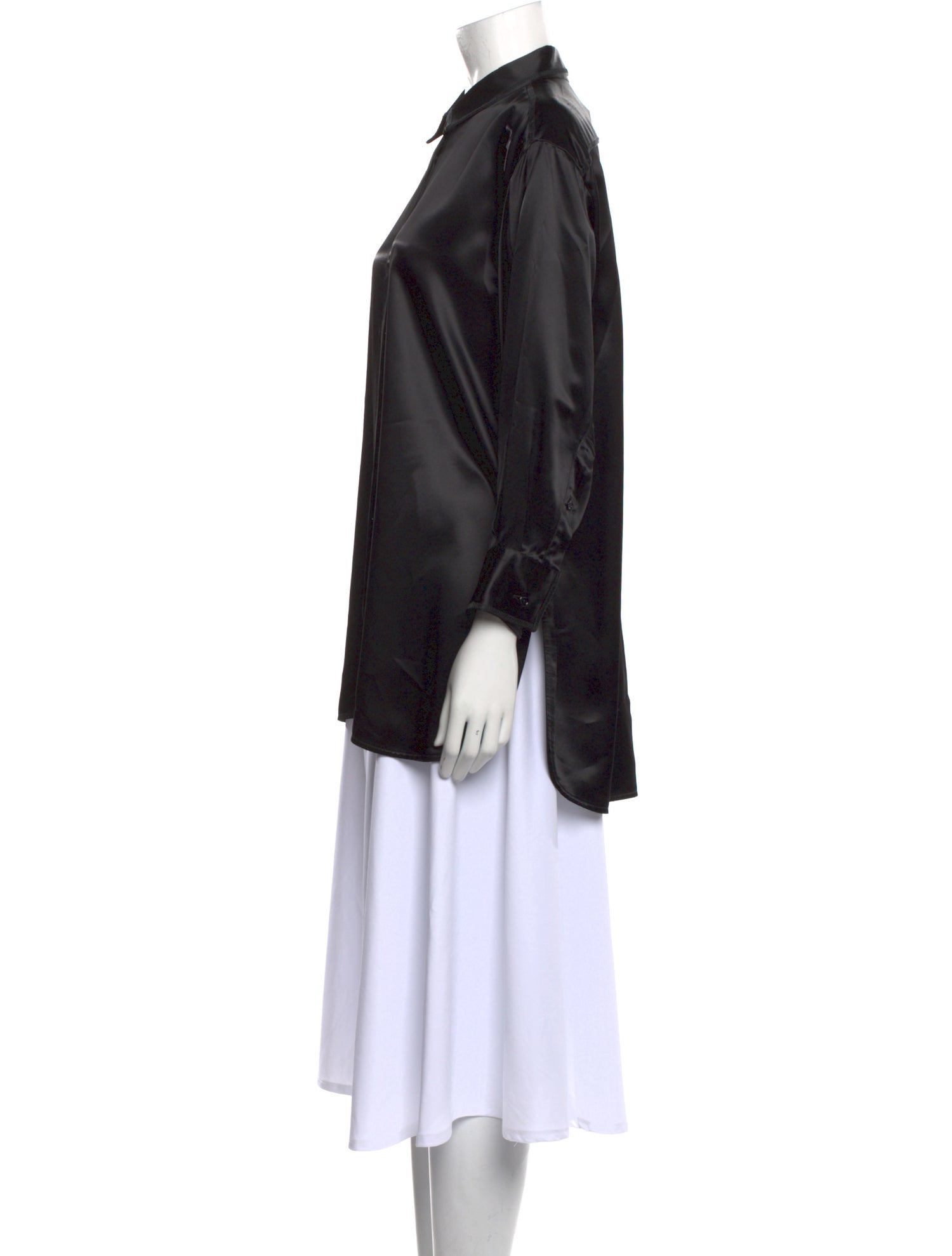 Bottega Veneta Silk Long Sleeve Button-Up Top