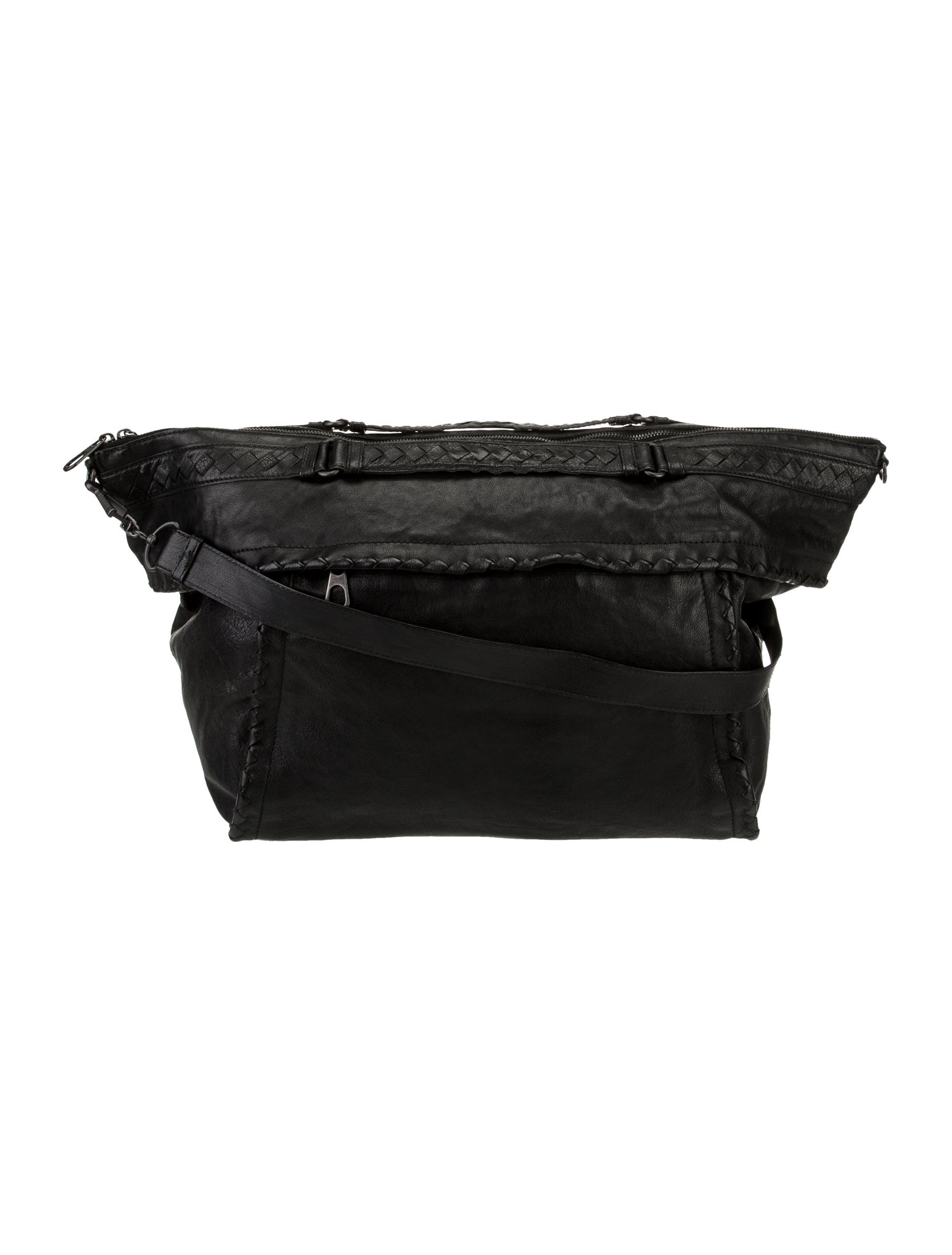 Bottega Veneta Intrecciato Shoulder Bag - Black Luggage and