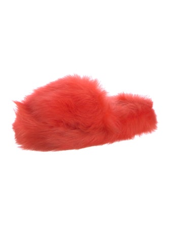 Bottega Veneta Faux Fur Leather Trim Embellishment Slides