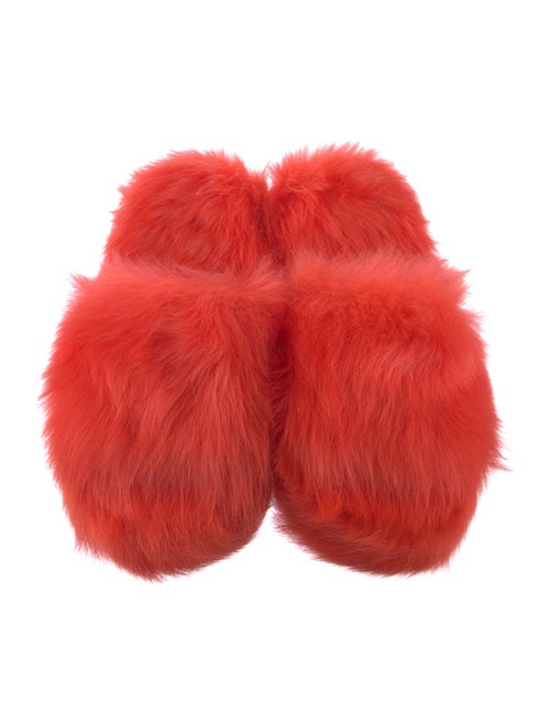 Bottega Veneta Faux Fur Leather Trim Embellishment Slides