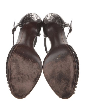 Bottega Veneta Intrecciato Weave Leather T-Strap Pumps