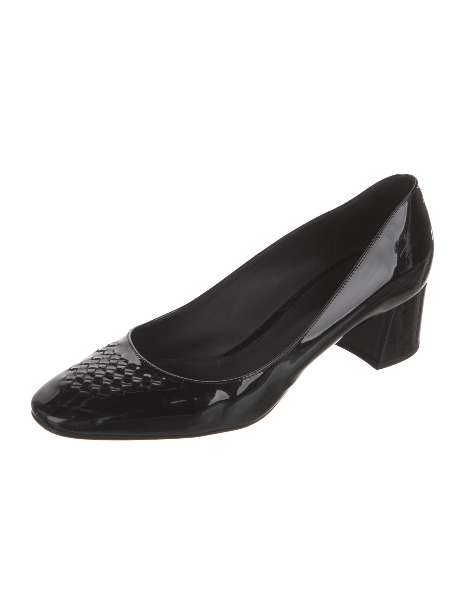 Bottega Veneta Intrecciato Weave Patent Leather Pumps
