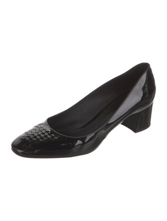 Bottega Veneta Intrecciato Weave Patent Leather Pumps