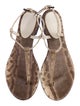 Bottega Veneta Leather Animal Print T-Strap Sandals