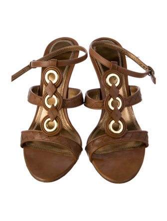 Bottega Veneta Intrecciato Weave Leather T-Strap Sandals