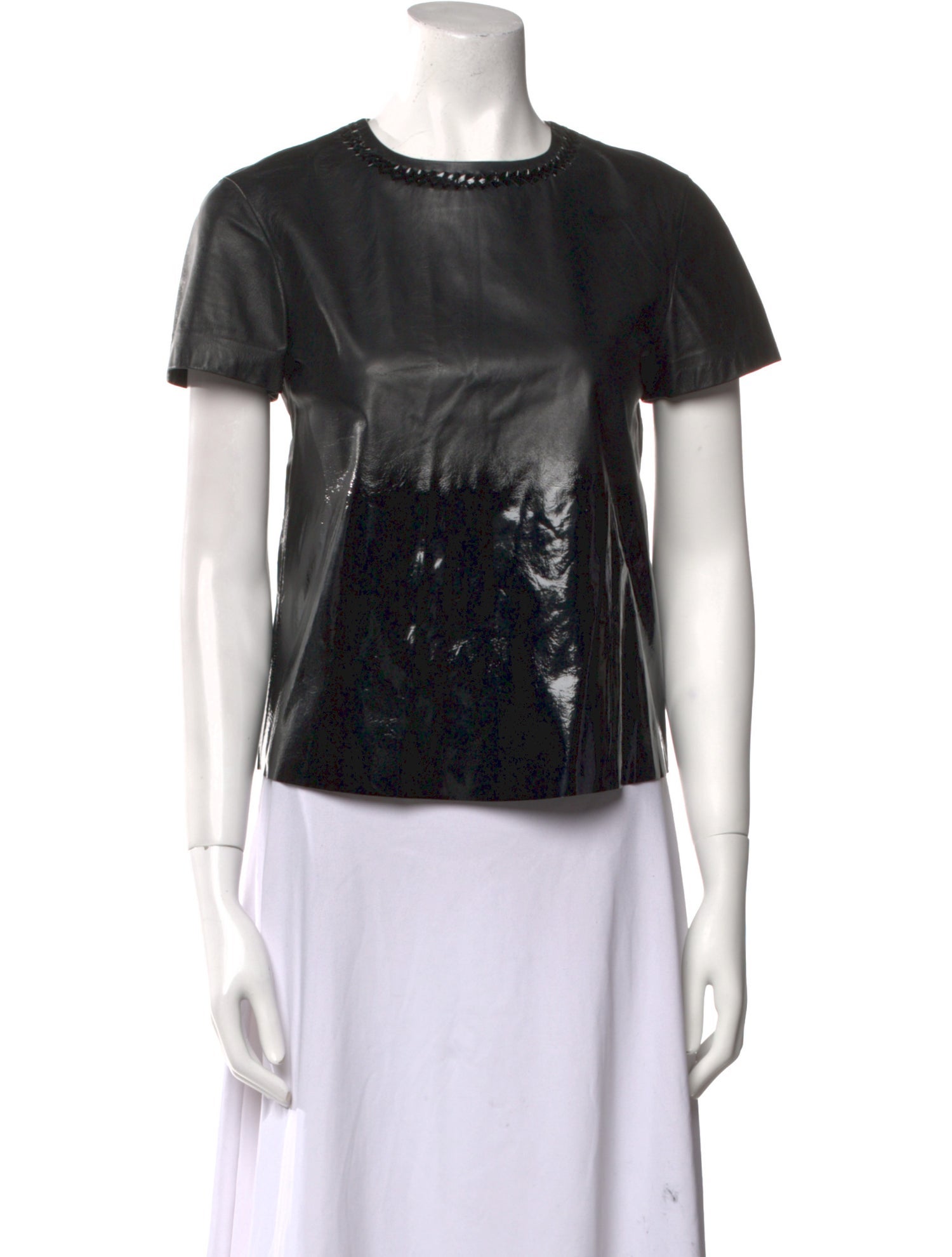 Bottega Veneta Leather Crew Neck Top