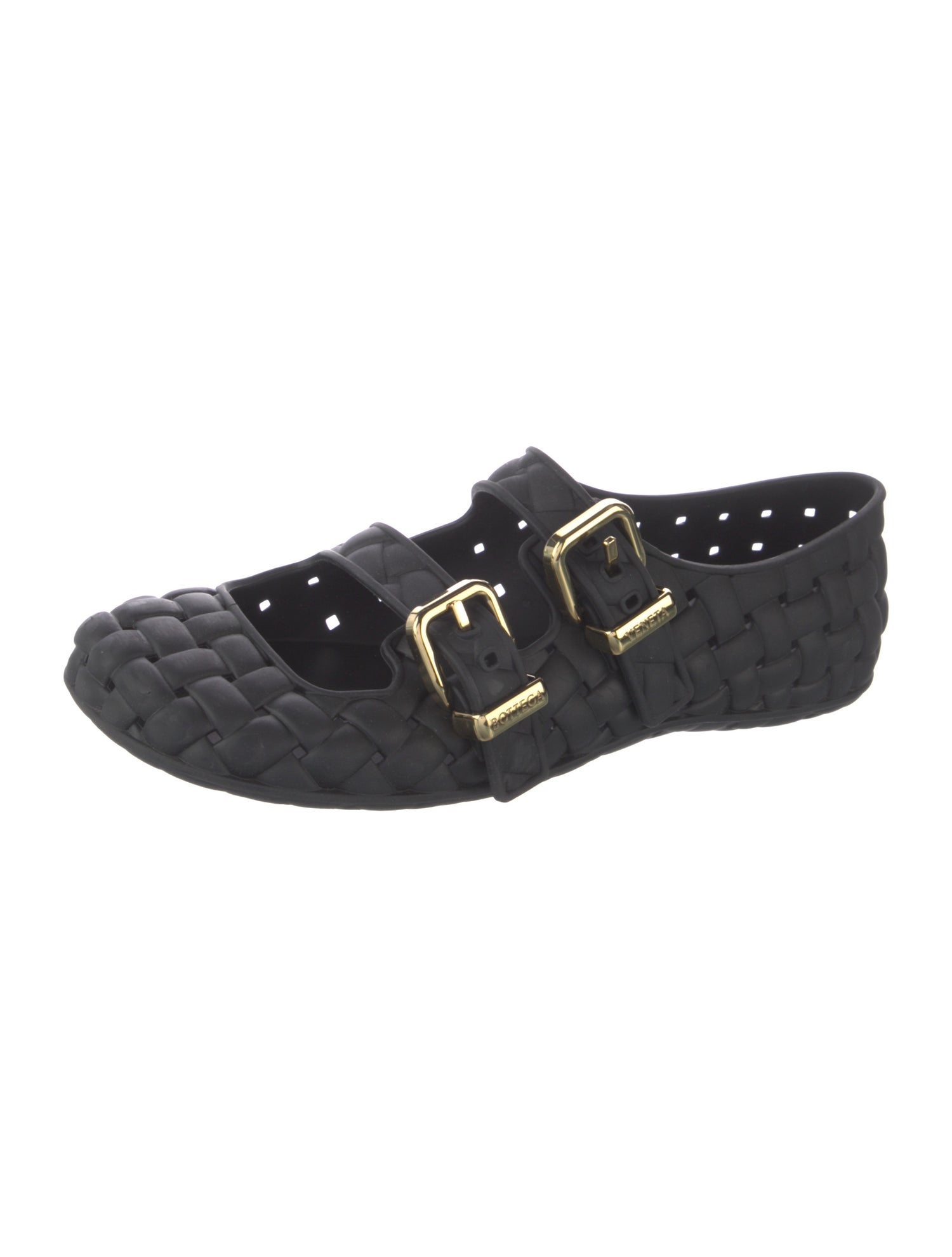 Bottega Veneta Intrecciato Weave Rubber Mary Jane Flats