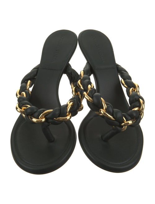 Bottega Veneta Leather Chain-Link Accents Slides