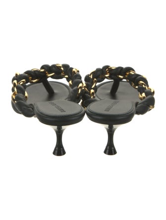 Bottega Veneta Leather Chain-Link Accents Slides