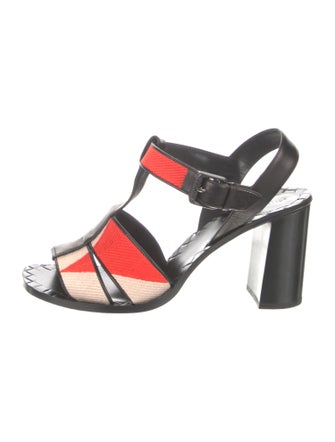 Bottega Veneta Canvas Printed T-Strap Sandals