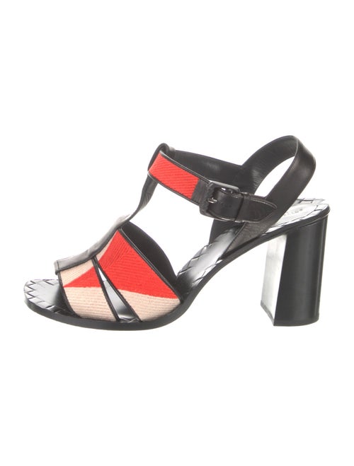 Bottega Veneta Canvas Printed T-Strap Sandals