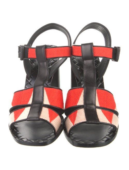 Bottega Veneta Canvas Printed T-Strap Sandals