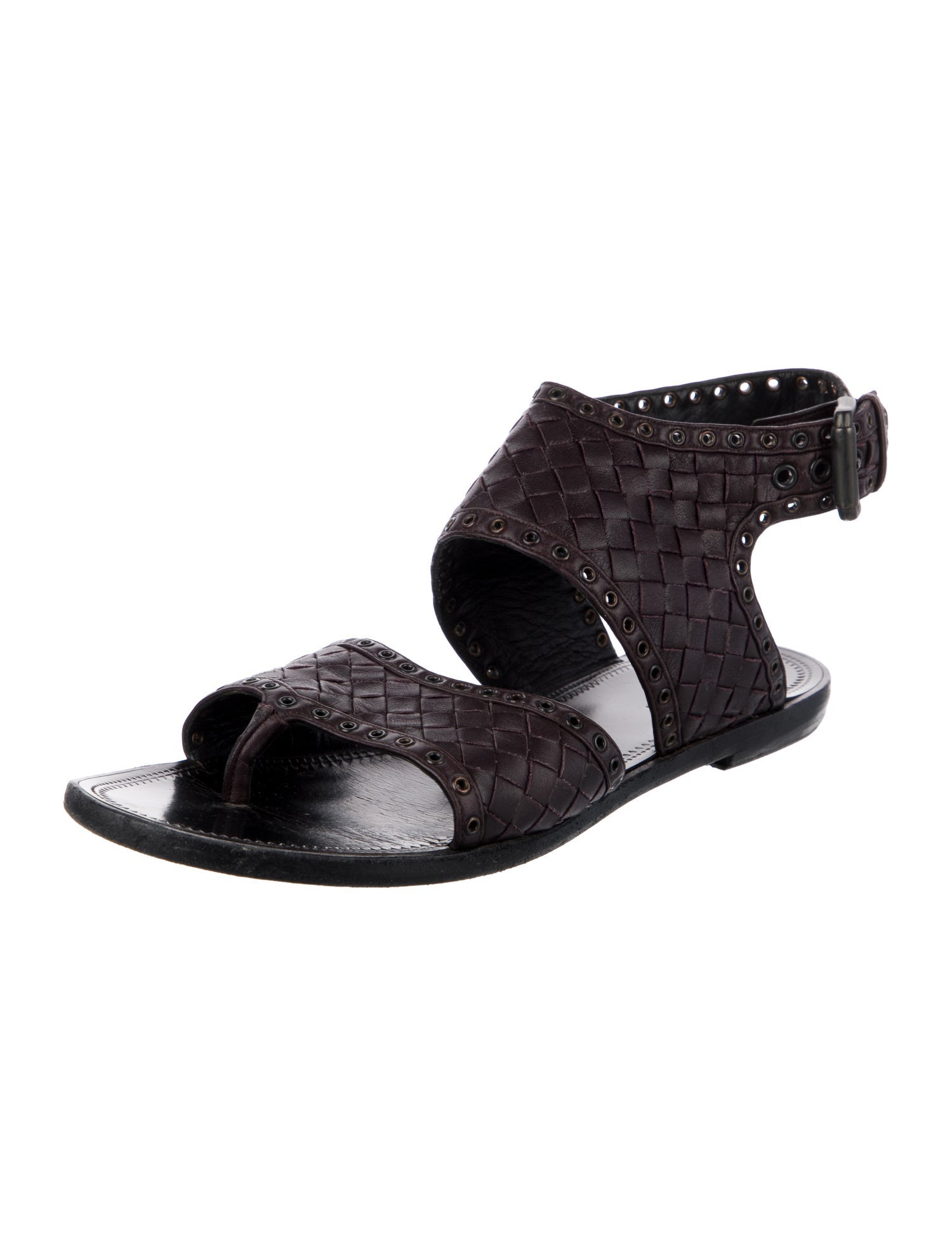 Bottega Veneta Intrecciato Weave Leather Gladiator Sandals