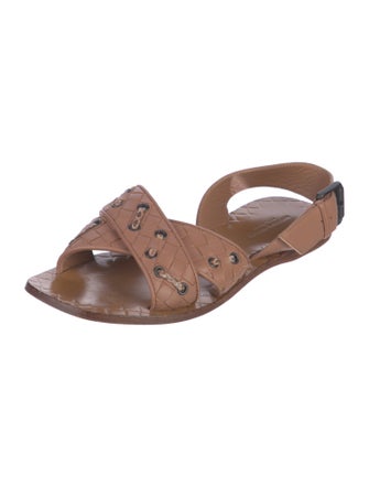 Bottega Veneta Intrecciato Weave Leather Slides