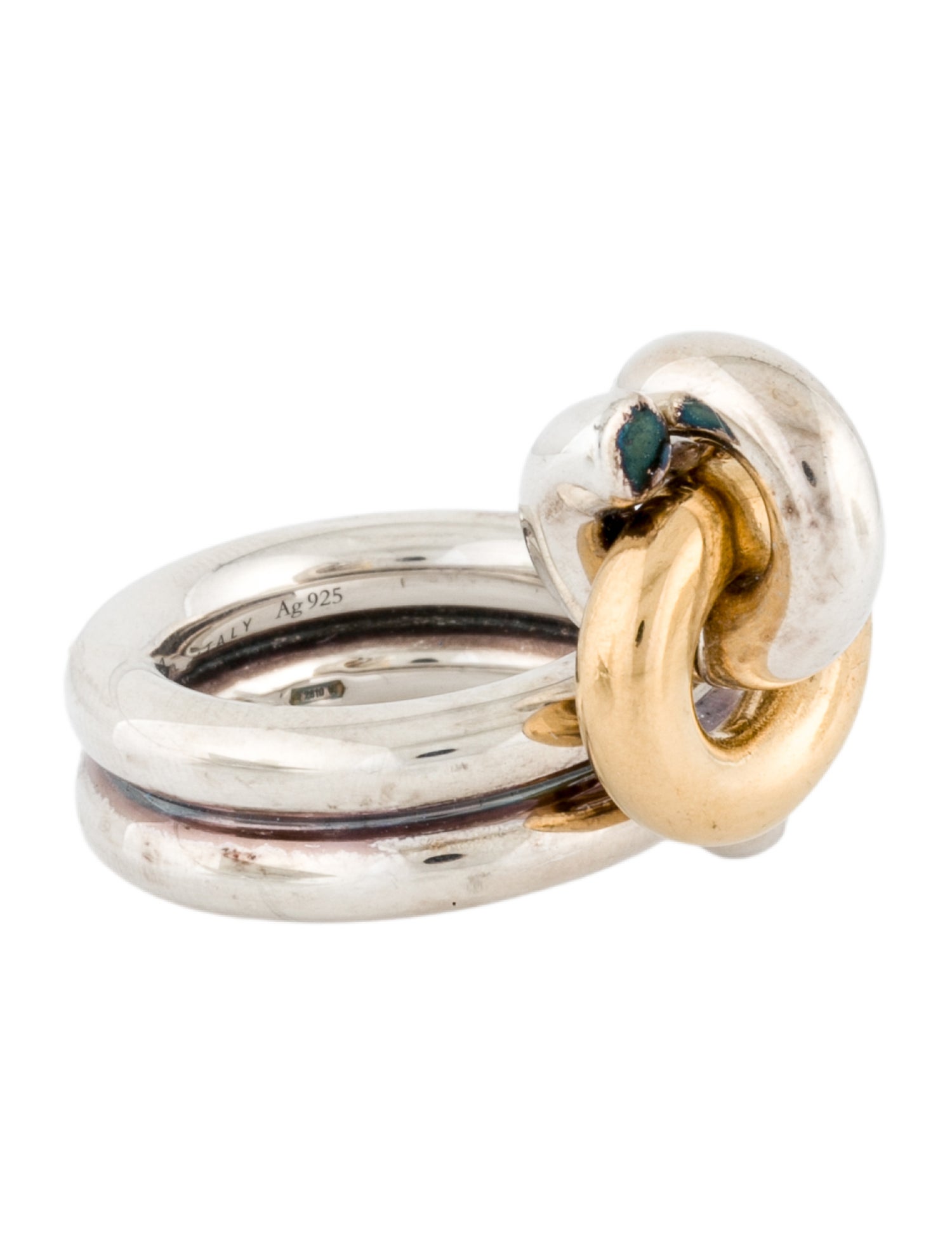 Bottega Veneta Two Tone Link Cocktail Ring