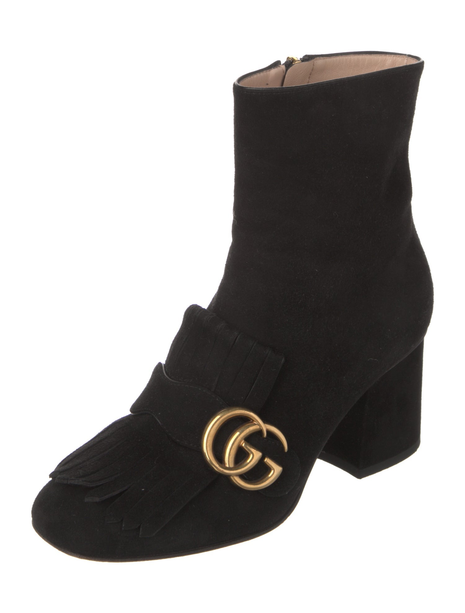 Gucci Suede Fringe Trim Accent Boots