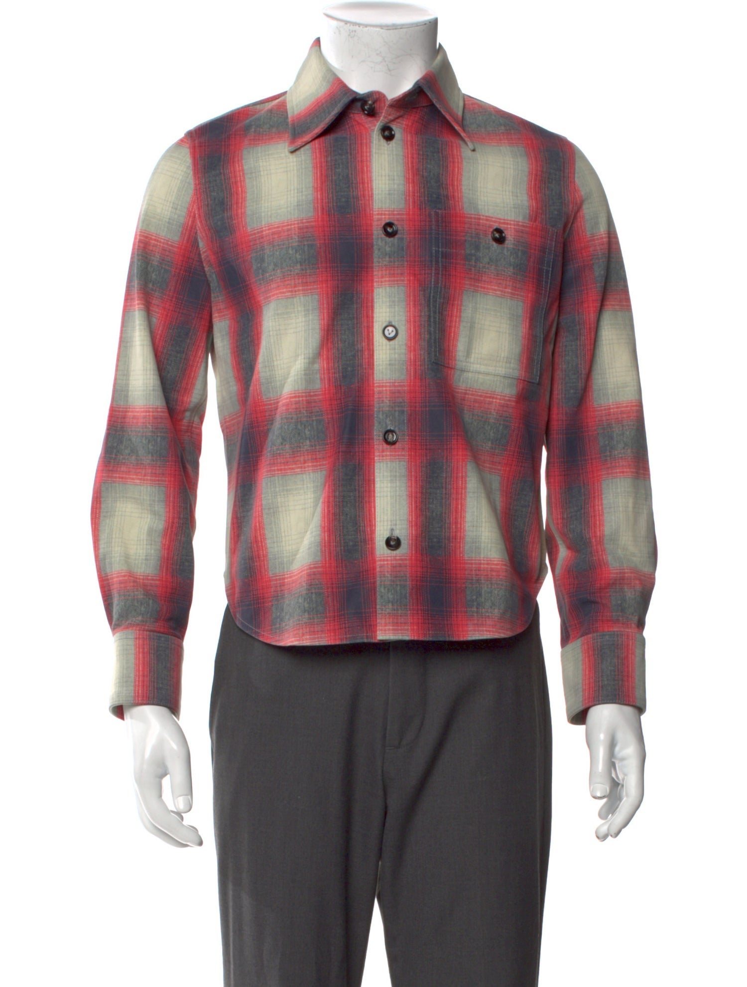 Bottega Veneta Plaid Print Button-Up Shirt