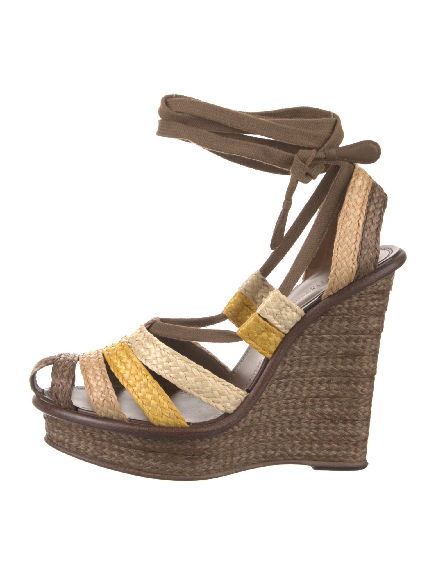 Bottega Veneta Straw Colorblock Pattern Pumps