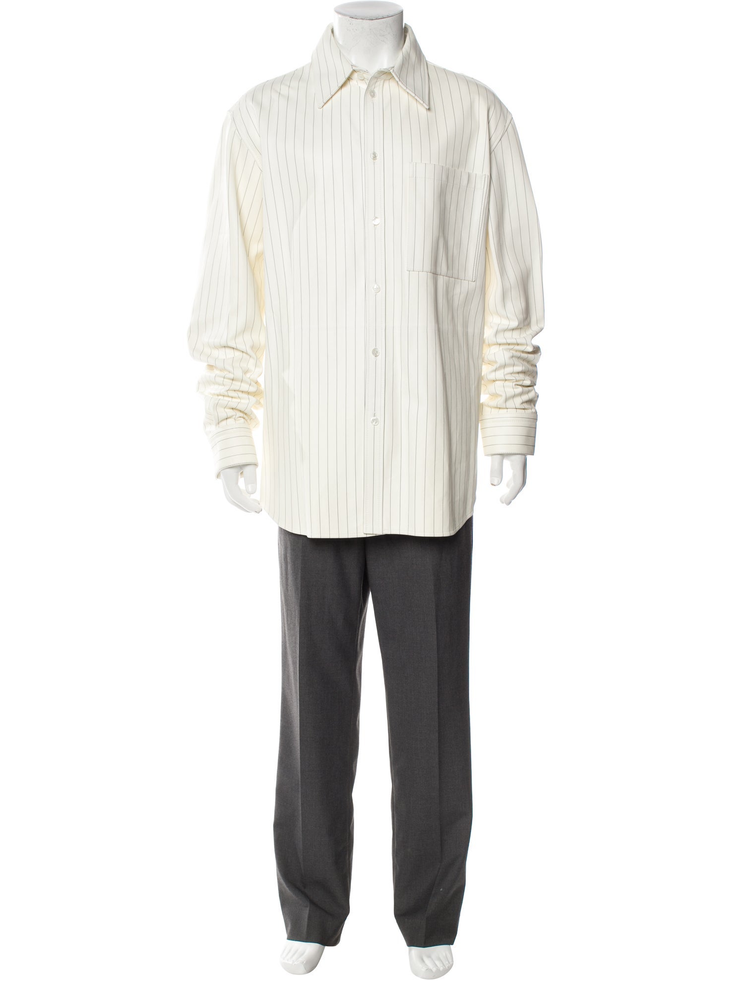 Bottega Veneta Leather Striped Shirt
