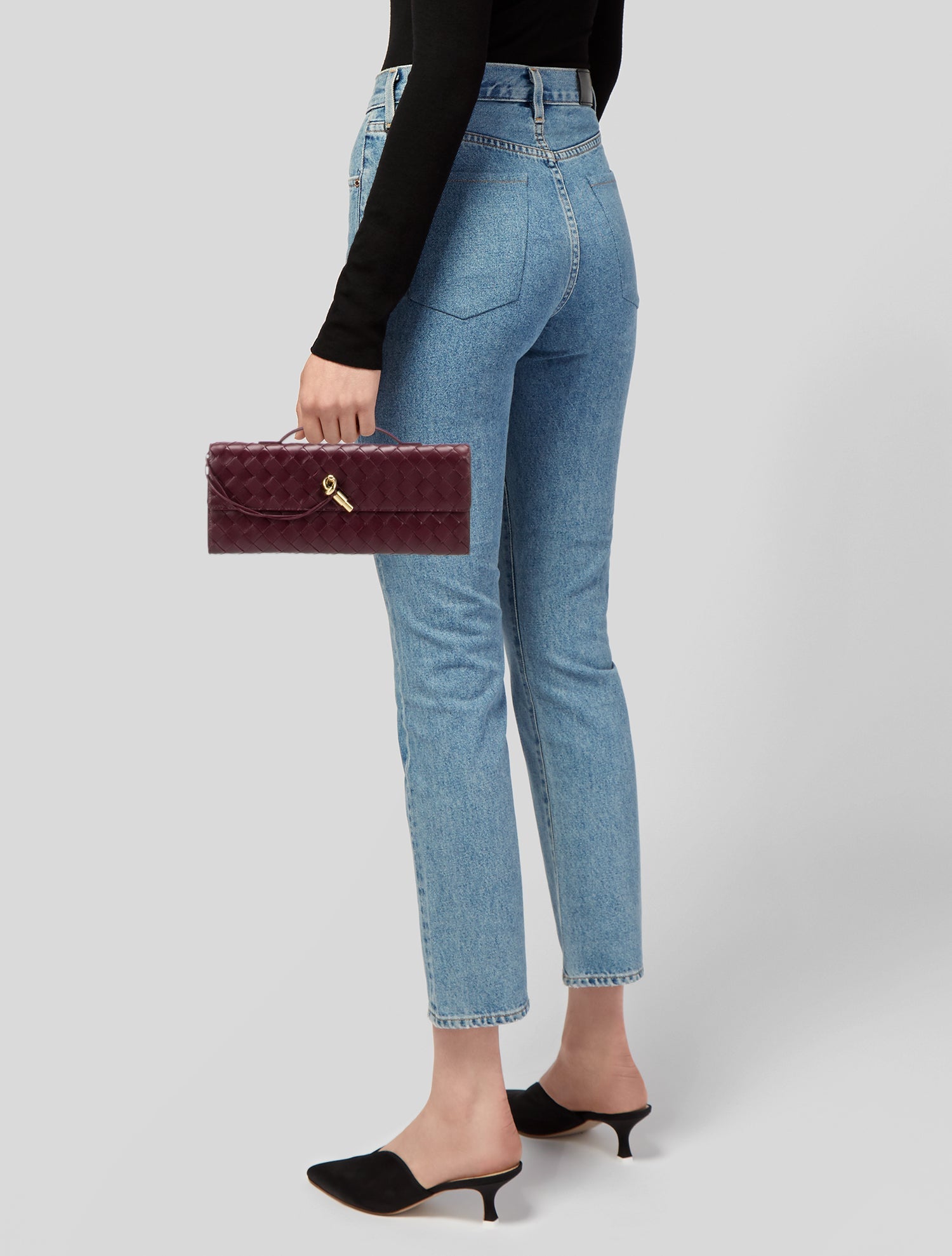 Bottega Veneta Intrecciato Crisscross Clutch - Black