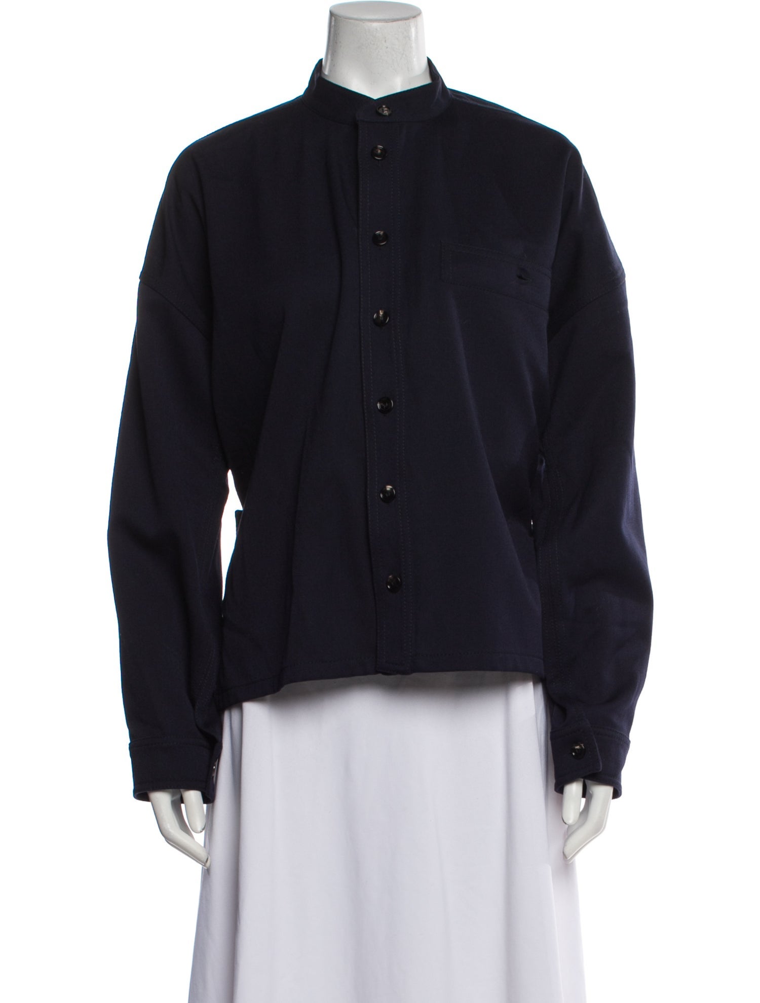 Bottega Veneta Wool Mock Neck Button-Up Top