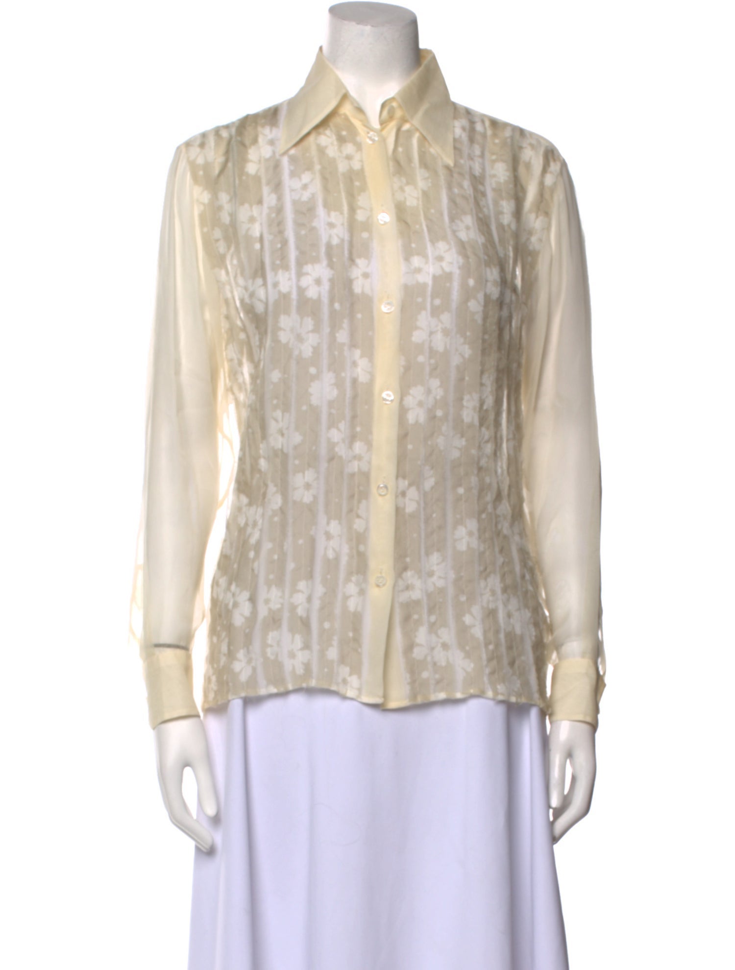 Bottega Veneta Silk Printed Button-Up Top