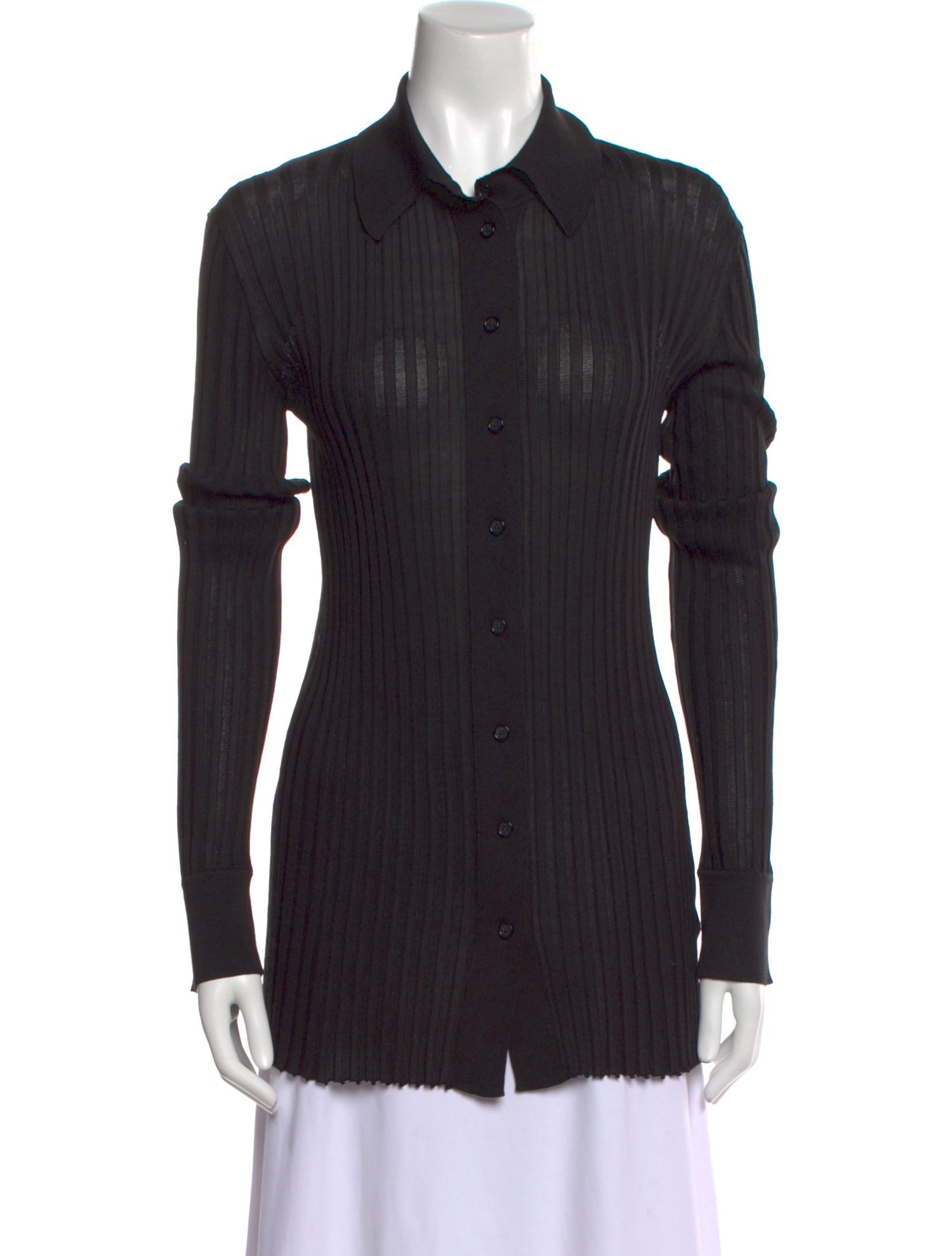 Bottega Veneta Silk Long Sleeve Button-Up Top