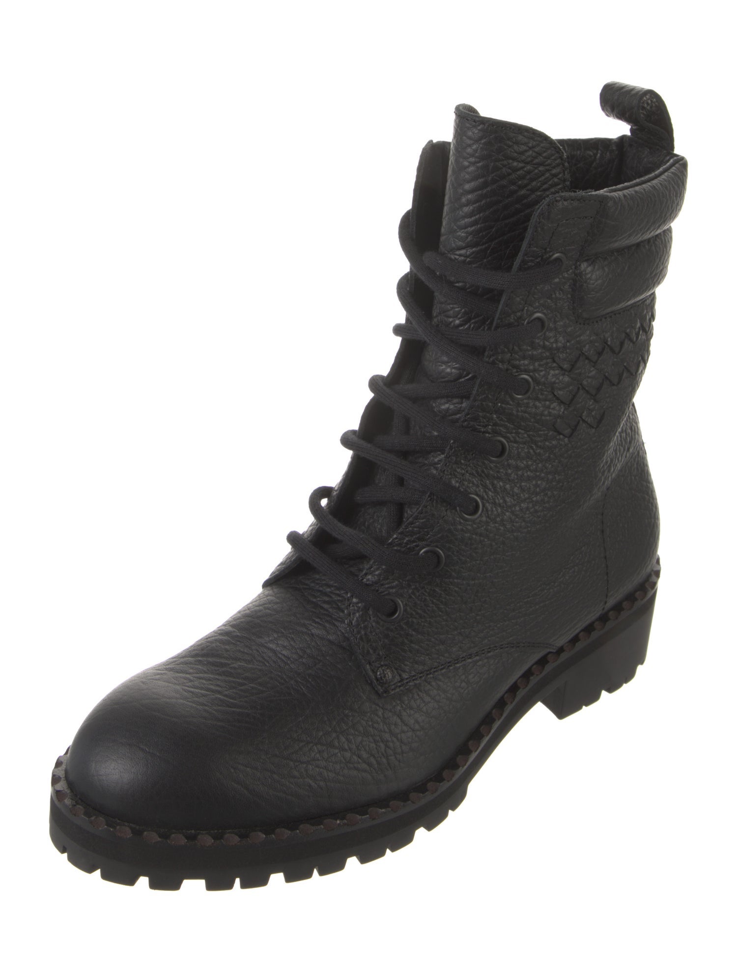 Bottega Veneta Intrecciato Weave Leather Combat Boots