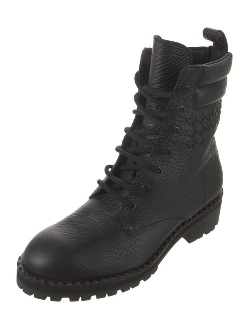 Bottega Veneta Intrecciato Weave Leather Combat Boots