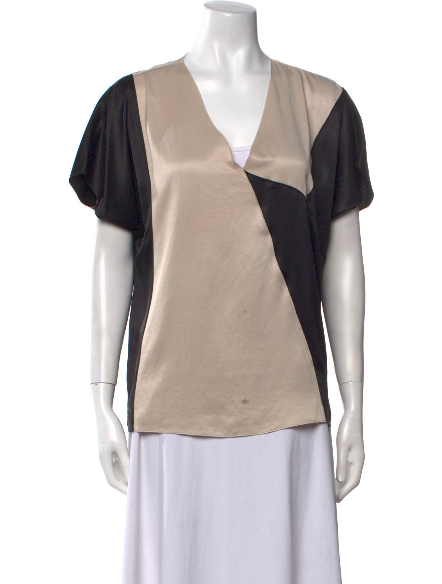Bottega Veneta Colorblock Pattern V-Neck Blouse