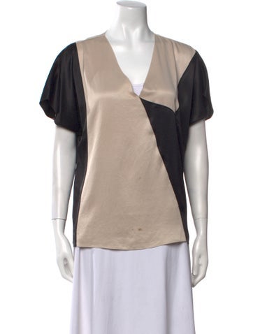 Bottega Veneta Tops Colorblock Pattern V-Neck Blouse L