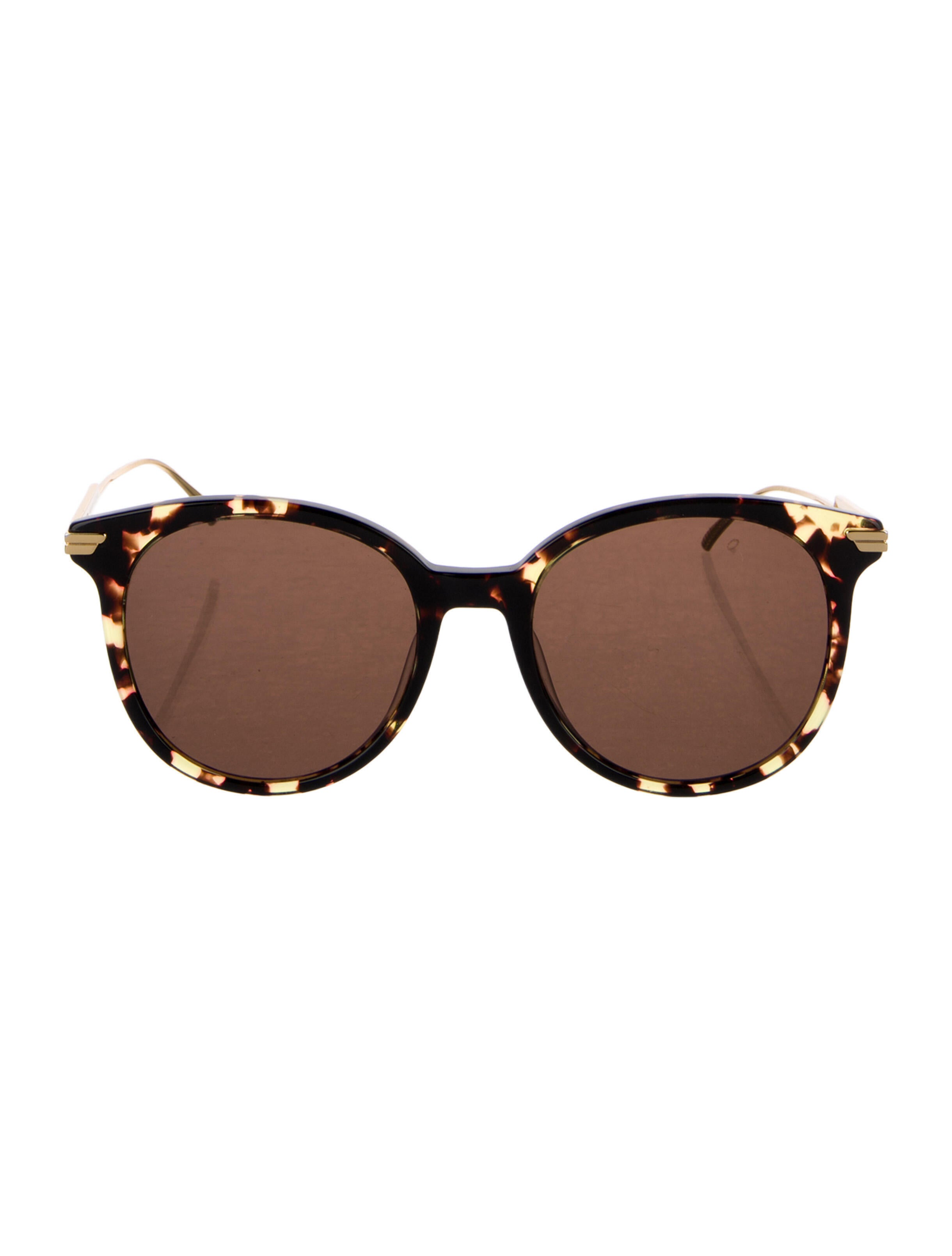 Bottega Veneta Round Mirrored Sunglasses