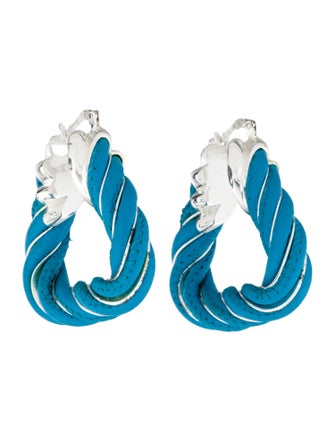 Bottega Veneta Leather Triangle Hoop Earrings