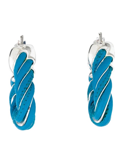 Bottega Veneta Leather Triangle Hoop Earrings