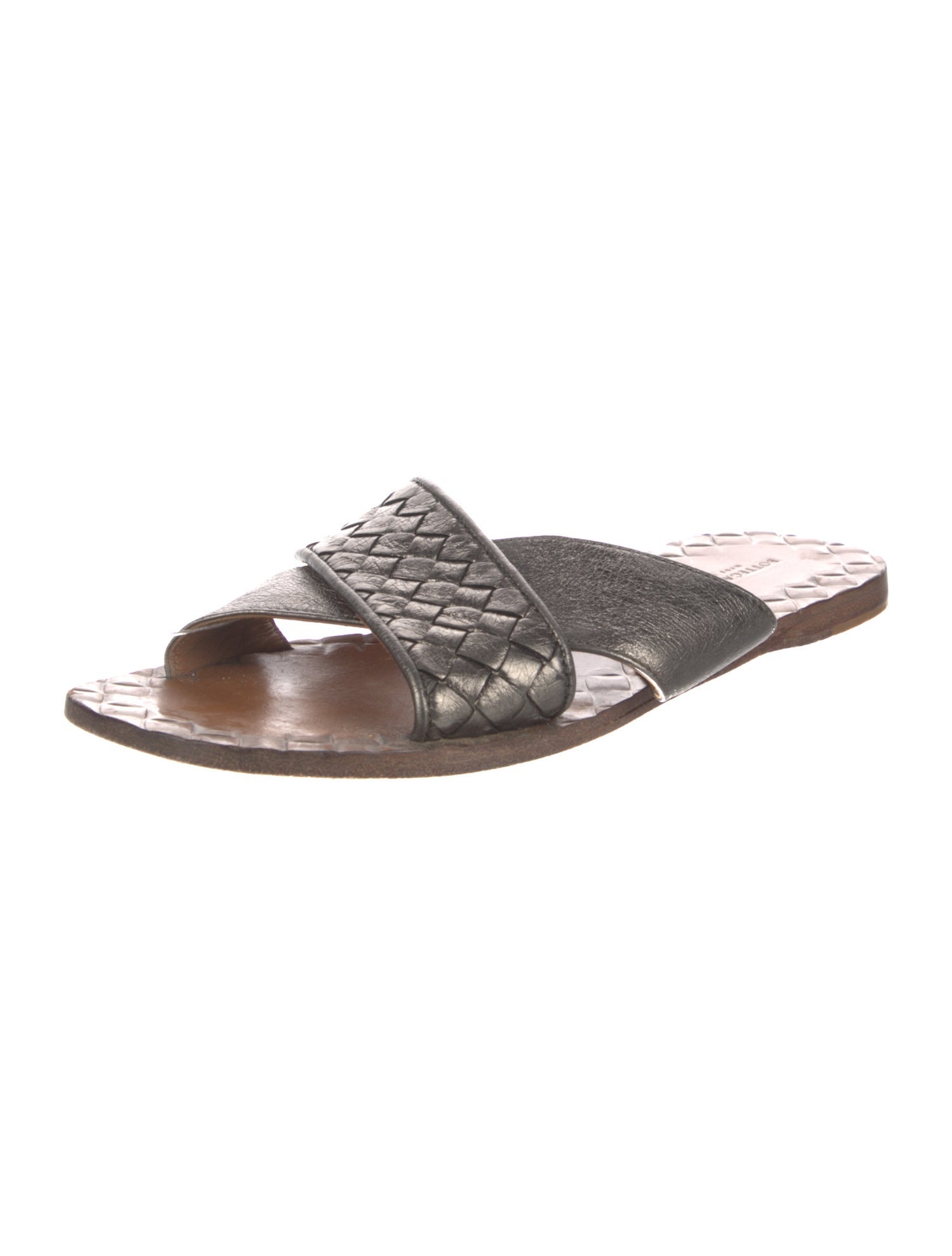 Bottega Veneta Intrecciato Weave Leather Slides