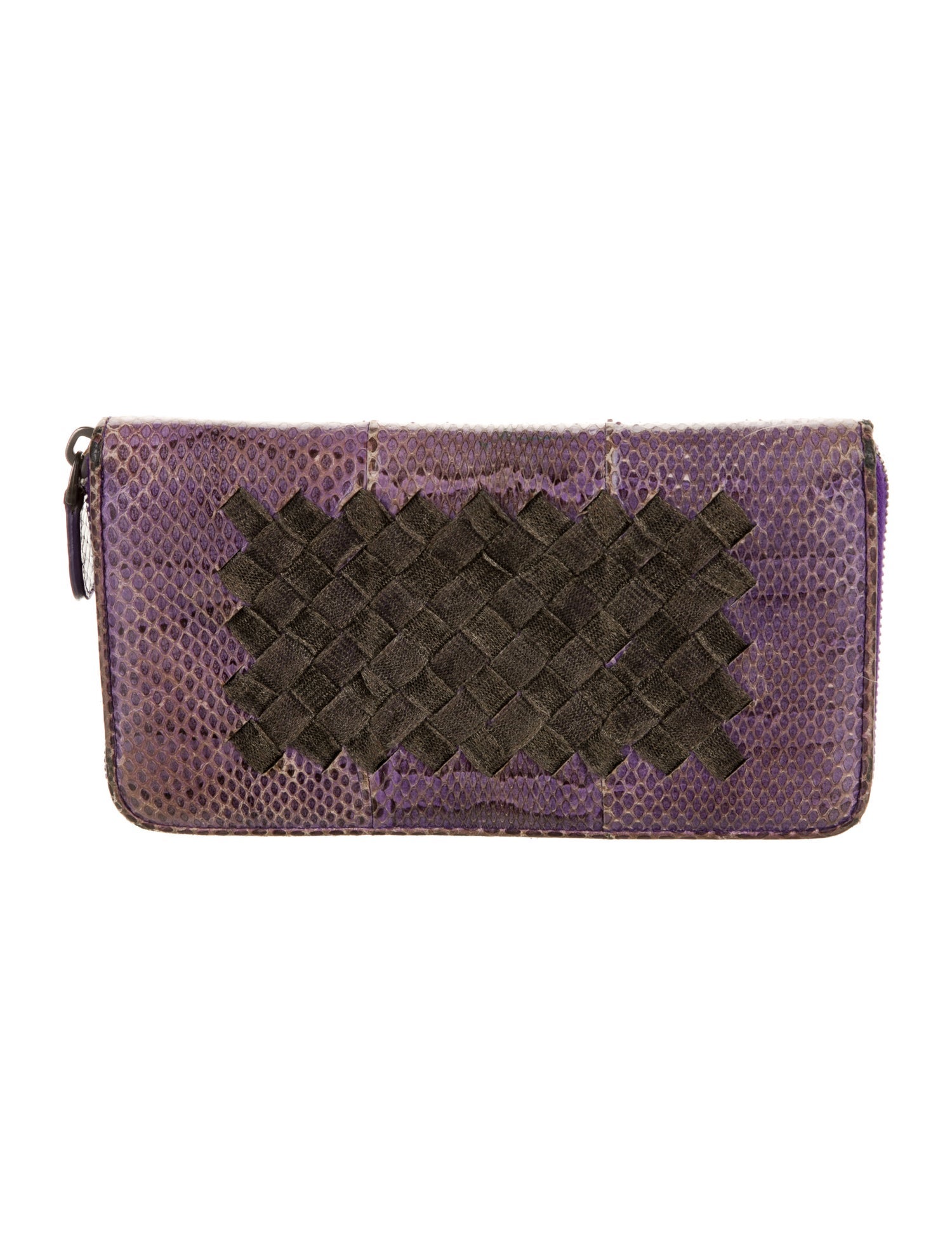 Bottega Veneta Intrecciato Weave Snakeskin Wristlet
