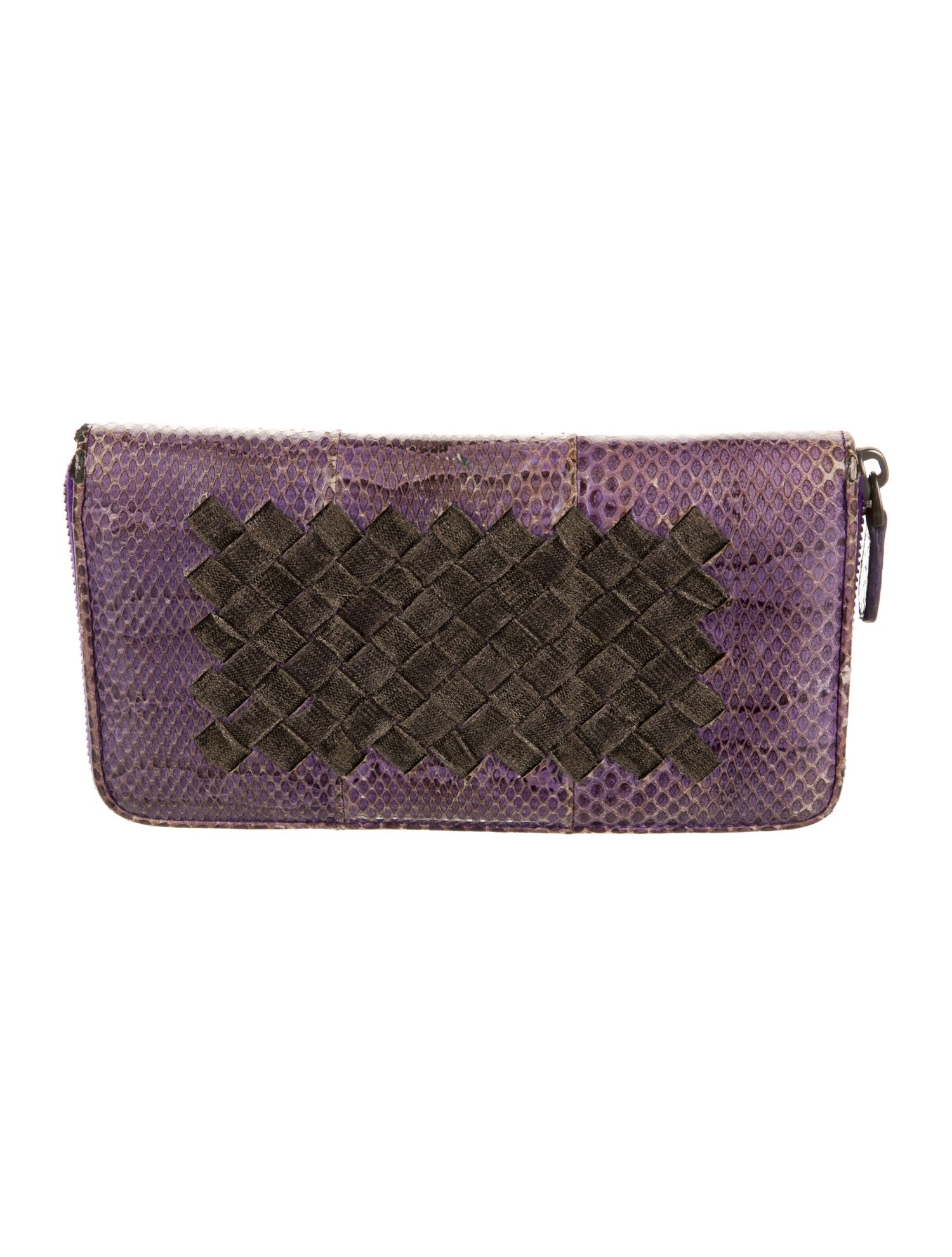 Bottega Veneta Intrecciato Weave Snakeskin Wristlet